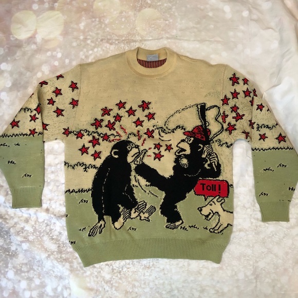 Vintage German Chimps Dog Hunting Knit 